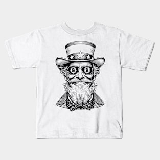 Bitcoin Uncle Sam USA Funny Cryptocurrency Crypto Trader Kids T-Shirt